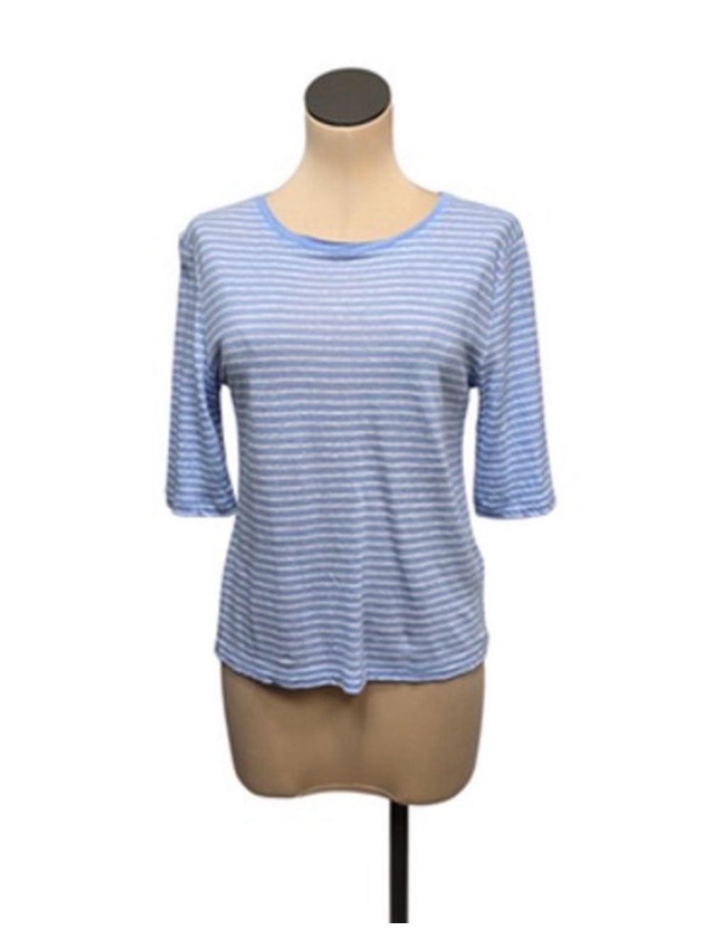 Vince Shirt Womens Small Blue White Striped Linen‎ Crewneck Lightweight